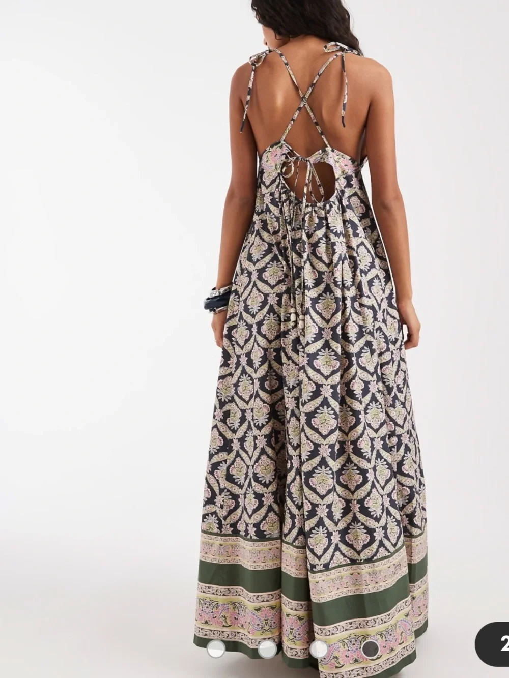 Free People Sorrento boho maxi dress in floral blueberry combo